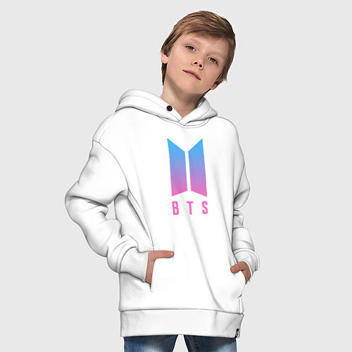 Детское худи оверсайз BTS: Neon V / Белый – фото 4
