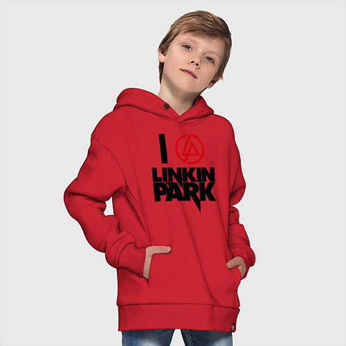 Детское худи оверсайз I love Linkin Park / Красный – фото 4
