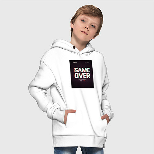 Детское худи оверсайз Game Over: Glitch Effect / Белый – фото 4