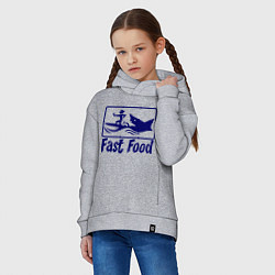 Толстовка оверсайз детская Shark fast food, цвет: меланж — фото 2