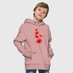 Толстовка оверсайз детская Маки, цвет: пыльно-розовый — фото 2