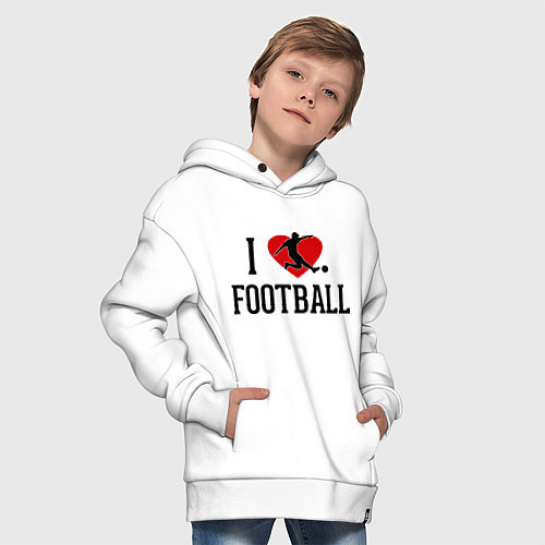 Детское худи оверсайз I love football / Белый – фото 4