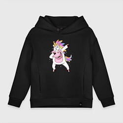 Толстовка оверсайз детская Dabbing Unicorn, цвет: черный