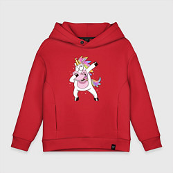 Толстовка оверсайз детская Dabbing Unicorn, цвет: красный