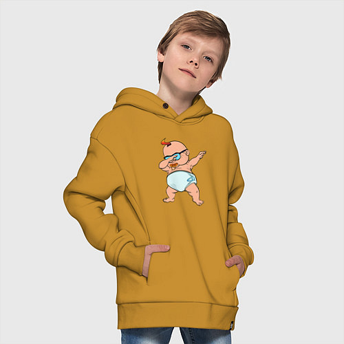 Детское худи оверсайз Dabbing Kid / Горчичный – фото 4