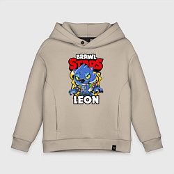 Толстовка оверсайз детская BRAWL STARS WEREWOLF LEON, цвет: миндальный