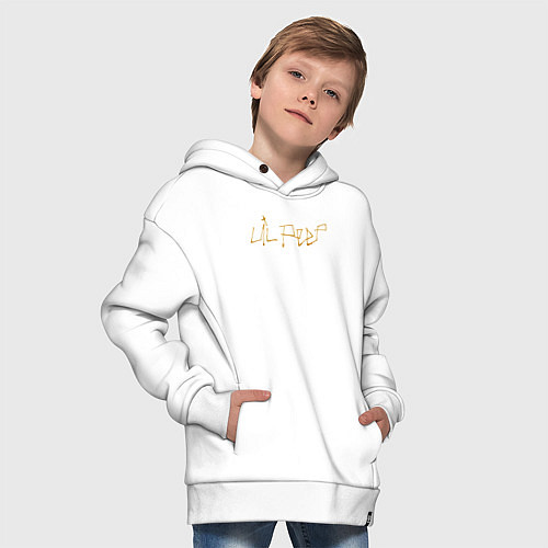 Детское худи оверсайз LIL PEEP GOLDEN LOGO / Белый – фото 4