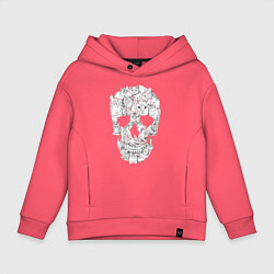 Толстовка оверсайз детская ЧЕРЕП ИЗ КОТИКОВ, цвет: коралловый