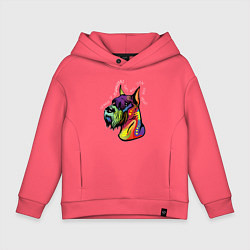 Толстовка оверсайз детская Берегись шнауцеров!, цвет: коралловый