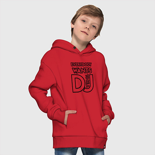 Детское худи оверсайз Everybody Wants to be a Dj / Красный – фото 4