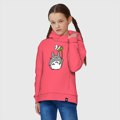 Детское худи оверсайз Totoro и бабочка / Коралловый – фото 3