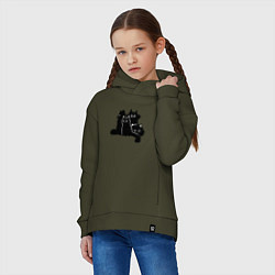 Толстовка оверсайз детская Мохнатые Коты, цвет: хаки — фото 2