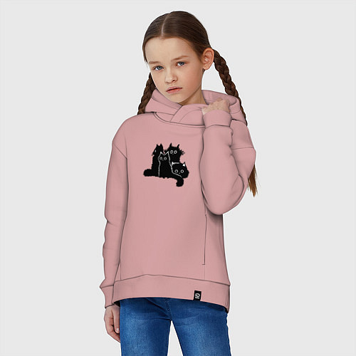 Детское худи оверсайз Мохнатые Коты / Пыльно-розовый – фото 3
