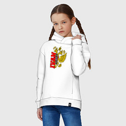 Толстовка оверсайз детская Иван с золотым гербом РФ, цвет: белый — фото 2