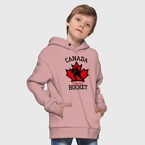 Детское худи оверсайз Canada Hockey / Пыльно-розовый – фото 4