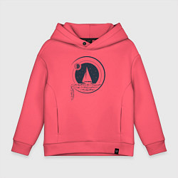 Толстовка оверсайз детская Вокруг света под парусами, цвет: коралловый