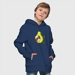 Толстовка оверсайз детская Мопс-авокадо, цвет: тёмно-синий — фото 2