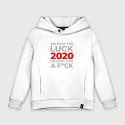 Толстовка оверсайз детская 2020 Pray For Luck, цвет: белый