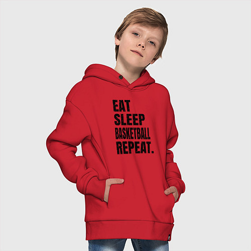 Детское худи оверсайз EAT SLEEP BASKETBALL REPEAT / Красный – фото 4