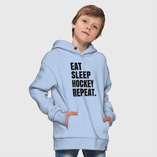 Детское худи оверсайз EAT SLEEP HOCKEY REPEAT / Мягкое небо – фото 4