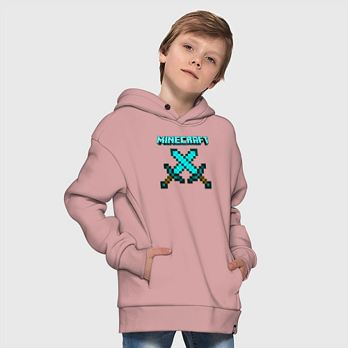 Детское худи оверсайз Minecraft / Пыльно-розовый – фото 4