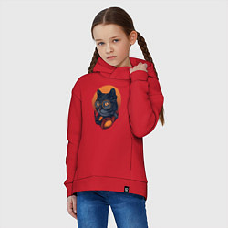 Толстовка оверсайз детская Кот с наушниками, цвет: красный — фото 2