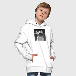 Толстовка оверсайз детская ЧБ Pop Cat, цвет: белый — фото 2