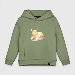 Толстовка оверсайз детская Бегущий хомячек рисунок, цвет: авокадо