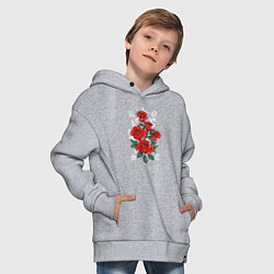 Толстовка оверсайз детская РОЗЫ ROSES SMOKE, цвет: меланж — фото 2