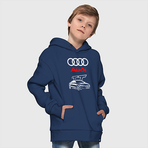 Детское худи оверсайз AUDI TT АУДИ ТТ СПОРТ / Тёмно-синий – фото 4