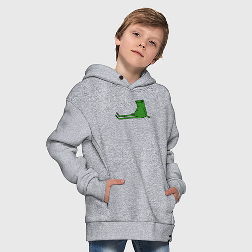 Детское худи оверсайз Лягушка приуныла / Меланж – фото 4