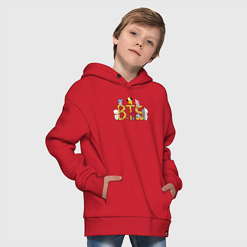 Детское худи оверсайз BTS ПЕРСОНАЖИ BT21 / Красный – фото 4