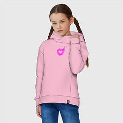 Толстовка оверсайз детская Розовое Огненное Сердце, цвет: светло-розовый — фото 2