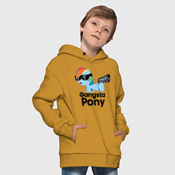 Толстовка оверсайз детская Gangsta pony, цвет: горчичный — фото 2