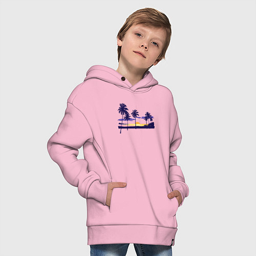 Детское худи оверсайз ПАЛЬМЫ / Светло-розовый – фото 4