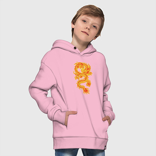 Детское худи оверсайз Дракон и машина / Светло-розовый – фото 4