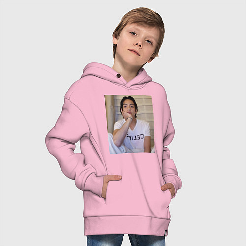 Детское худи оверсайз V BTS / Светло-розовый – фото 4