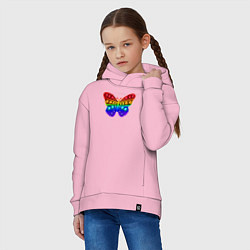 Толстовка оверсайз детская Бабочка, радуга, поп-ит, цвет: светло-розовый — фото 2