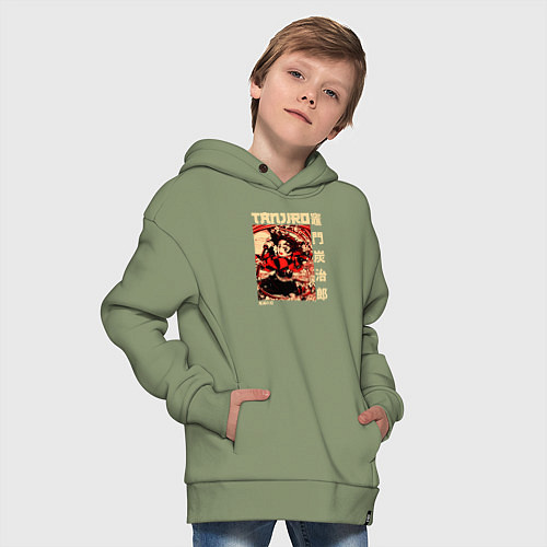 Детское худи оверсайз Demon Slayer 1 / Авокадо – фото 4
