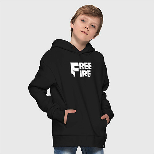 Детское худи оверсайз FREEFIRE FF WHITE LOGO Z / Черный – фото 4