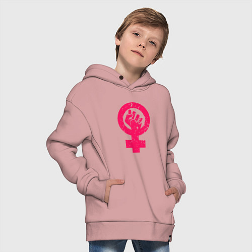 Детское худи оверсайз Strong Girl / Пыльно-розовый – фото 4