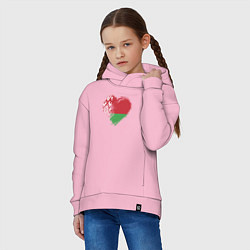 Толстовка оверсайз детская Сердце Беларуси, цвет: светло-розовый — фото 2