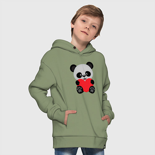 Детское худи оверсайз Love Панда / Авокадо – фото 4