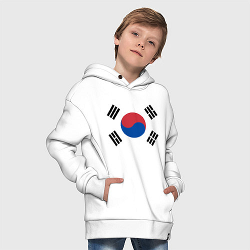 Детское худи оверсайз Корея Корейский флаг / Белый – фото 4