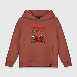 Толстовка оверсайз детская DUCATI ДУКАТИ MOTOSPORT, цвет: кирпичный
