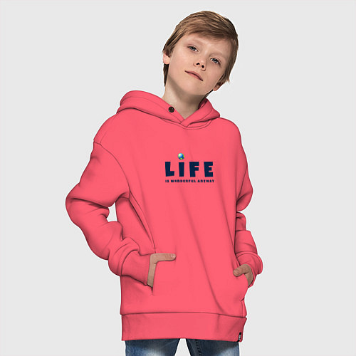 Детское худи оверсайз Life is wonderful / Коралловый – фото 4