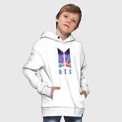 Толстовка оверсайз детская Logo BTS, цвет: белый — фото 2