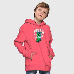 Толстовка оверсайз детская Крипер Creeper Minecraft, цвет: коралловый — фото 2