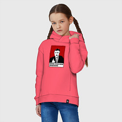 Толстовка оверсайз детская Леонид Каневский мем, цвет: коралловый — фото 2