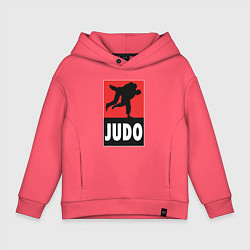 Толстовка оверсайз детская Judo, цвет: коралловый